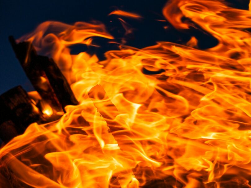 Intense flames are burning brightly.